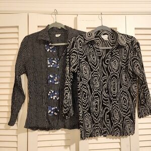 Two Shirts Marla Duran Striped Floral Appliques Size XS-M